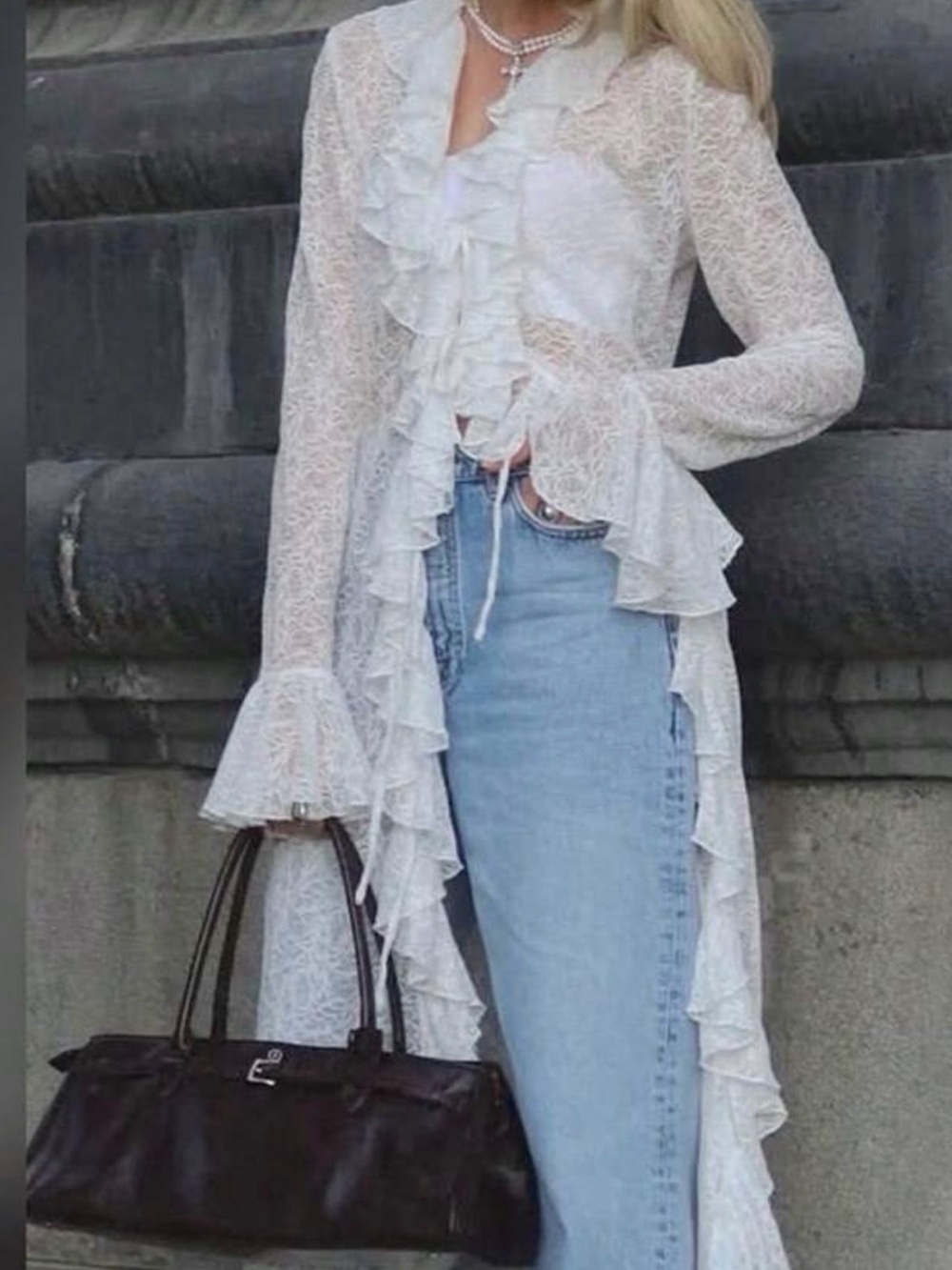 Ivory Lace Kimono Blouse